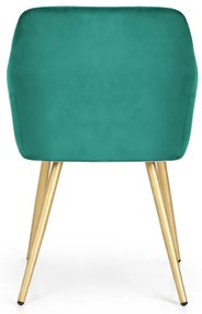 Sada dvoch jedálenských stoličiek ESTELLE zamatové, zelené / zlaté nohy (2 ks)
