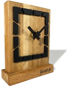Dekorstudio Drevené stolové hodiny Square OAK - čierne
