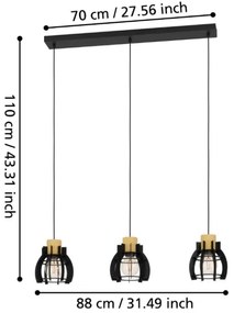 Eglo 43925 - Luster na lanku STILLINGTON 3xE27/40W/230V