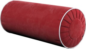 Valcový vankúš so záhybmi a ozdobným lemovaním farba produktu červená látka lesklá, zamatová