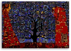 Obraz na plátně, Abstrakce modrého stromu života - 100x70 cm