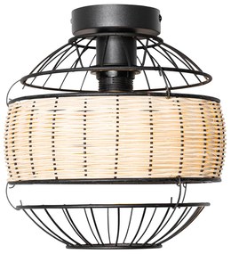 Orientálne stropné svietidlo čierne s ratanom 25 cm - Emir