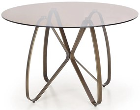 Okrúhly sklenený jedálenský stôl Lungo - hnedá / zlatá