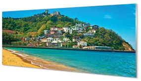 Obraz na akrylátovom skle Španielsko pláž horské mestečko 120x60 cm