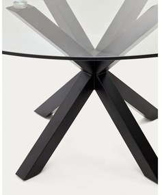 Čierny okrúhly jedálenský stôl so sklenenou doskou ø 150 cm Argo – Kave Home