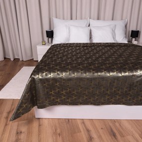 Biante Zamatový prehoz na posteľ Isabela IBL-012 Rose Gold trojuholníky na hnedom 140x220 cm