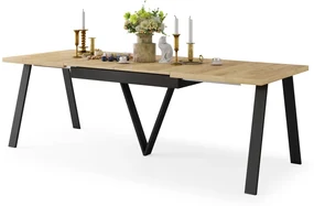 AVERY Dub Craft / čierna spodná časť - LOFTOVÝ / PRIEMYSELNÝ STÔL DO OBÝVAČKY/ JEDÁLNE ROZKLADACÍ DO 290 cm!