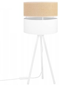 Stolná lampa Juta, 1x jutové/biele textilné tienidlo, m, w
