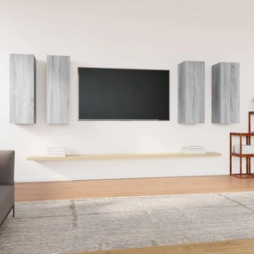 TV skrinky 4 ks sivé sonoma 30,5x30x90 cm spracované drevo