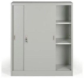 Kovová skriňa s posuvnými dverami, 2 police, 1000 x 1200 x 450 mm, svetlo sivá