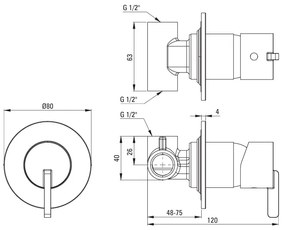 Deante Silia, sprchová/vaňová batéria pod omietku, 1-výstupové teleso, zlatá matná, DEA-BQS_R44L