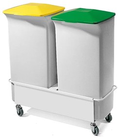 Odpadkový kôš na triedenie odpadu OLIVER, 2 x 40 L, vrátane vozíka