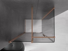 Mexen Velar, sprchový kút s posuvnými dverami 110 x 120 cm, 8mm šedé sklo, medená matná, 871-110-120-41-65