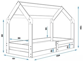 Domčeková posteľ DOMČEK 1 160x80 borovica