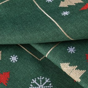 Vianočný behúň s výšivkou STROMČEKY A VLOČKY 40 x 110 cm