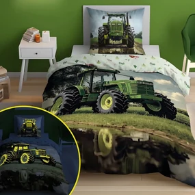 Detská posteľná bielizeň 100 % bavlna – Traktor - svieti v tme Šírka: 140 cm | Dĺžka: 200 cm