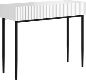 Moderný písací stôl Nicole 100 cm - biely mat / čierna