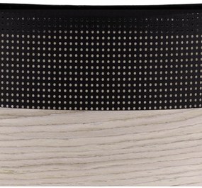 Stropné svietidlo Wood, 1x svetlobéžová dubová dýha/čierne PVC tienidlo, (biele plexisklo), (fi 40cm)