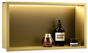 Rea Rea, LED polička na zapustenie 60x30x10 cm, 12W, 3000K, zlatá matná, REA-08543