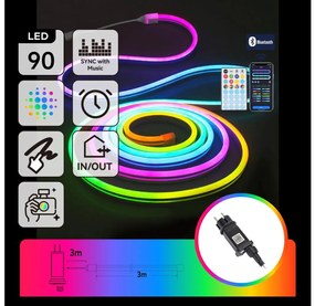 Aigostar - LED RGBICW vonkajšia vianočná reťaz 90 × LED / 10 W / 230 V / 3 m / IP44 + diaľkové ovládanie