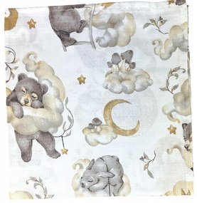 Vulpi Mušelínová zavinovacia plienka 120x120 béžová-zvieratká