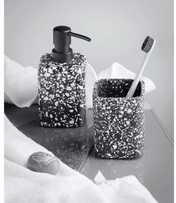 Čierny téglik na zubné kefky Wenko Terrazzo