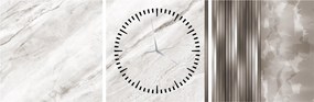 Obraz - Mramor so striebornými linkami (s hodinami) (90x30 cm)