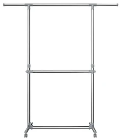 SongmicsHome Stojan na oblečenie dvojstupňový JASON 93x49x113-198cm, strieborná