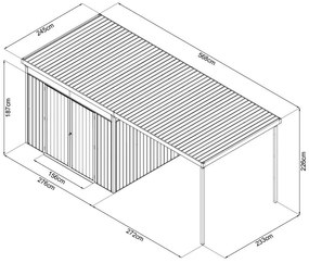Záhradný domček so svetlíkmi Avenberg MAGNUS + prístavba 2.5 x 5.8 m - Premium
