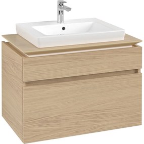 VILLEROY &amp; BOCH Legato závesná skrinka pod umývadlo (umývadlo v strede), 2 zásuvky, s LED osvetlením, 800 x 500 x 550 mm, Nordic Oak, B679L0VJ