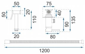 REA-B4106 - bidetová batéria so sprškou pre podomietkovú inštaláciu LUNGO, lesklý chróm