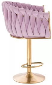 LuxuryForm DESIGN Barová stolička NORDEN VELUR na zlatom tanieri - levanduľa