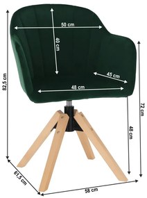 Otočné kreslo, velvet látka, smaragd/buk, DALIO