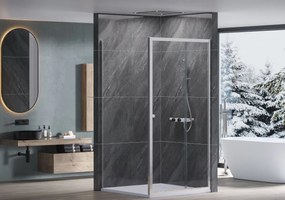 Cerano Varone, sprchovací kút s posuvnými dverami 110 (dvere) x 80 (stena) x 195 cm, 6mm číre sklo, chrómový profil, CER-CER-DY505-11080