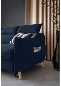 Tmavomodrá zamatová rozkladacia rohová pohovka (ľavý roh) Sweet Harmony – Miuform