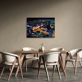 Sklenený obraz nočného mesta (70x50 cm)
