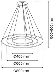 LED Luster na lanku HOOP LED/93W/230V pr. 80 cm 4000K čierna