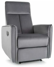 Polohovacie kreslo Maxime Velvet, sivá