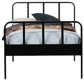 Čierna kovová jednolôžková posteľ s roštom 90x200 cm Mees – WOOOD