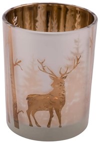 Sklenený svietnik s vianočným motívom v zlatej farbe Ego Dekor