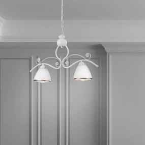Luster na reťazi RETRO 2xE27/60W/230V matná biela