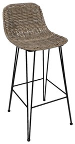 Ratanová barová stolička s kovovou podnožou Rattion - 40*40*93 cm