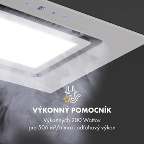 Klarstein Hektor Brilliant Edition, digestor, 52 cm, vstavaný, 506 m³/h, dotykové ovládanie, sklo, biely