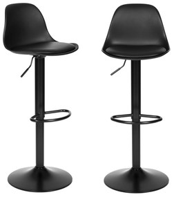 ModernHome Barová stolička, otočná opierka nôh, výškovo nastaviteľná, čierna ekokoža