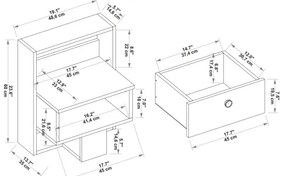 Nočný stolík SNEKER 60x48,6 cm béžová/borovica atlantic