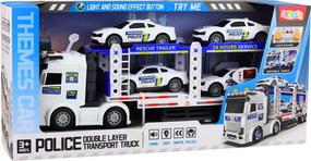 LEAN Toys Policajné nákladné auto, odťahovka, Lora, preprava policajných vozidiel, autá, svetlá, zvuky