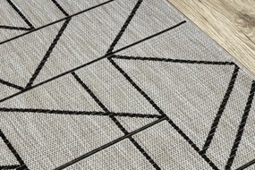 Behúň SIZAL FLOORLUX 20605 trojuholníky geometrický - strieborný, čierny