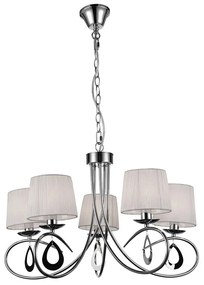 Candellux Luster na reťazi ARNIKA 5xE14/40W/230V matný chróm/biela CA0642