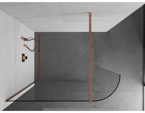 Mexen Kioto, sprchová zástena Walk-In 80 x 200 cm, 8mm číre sklo, medený matný profil, 800-080-101-65-06