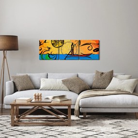 Obraz starovekej maľby (s hodinami) (90x30 cm)